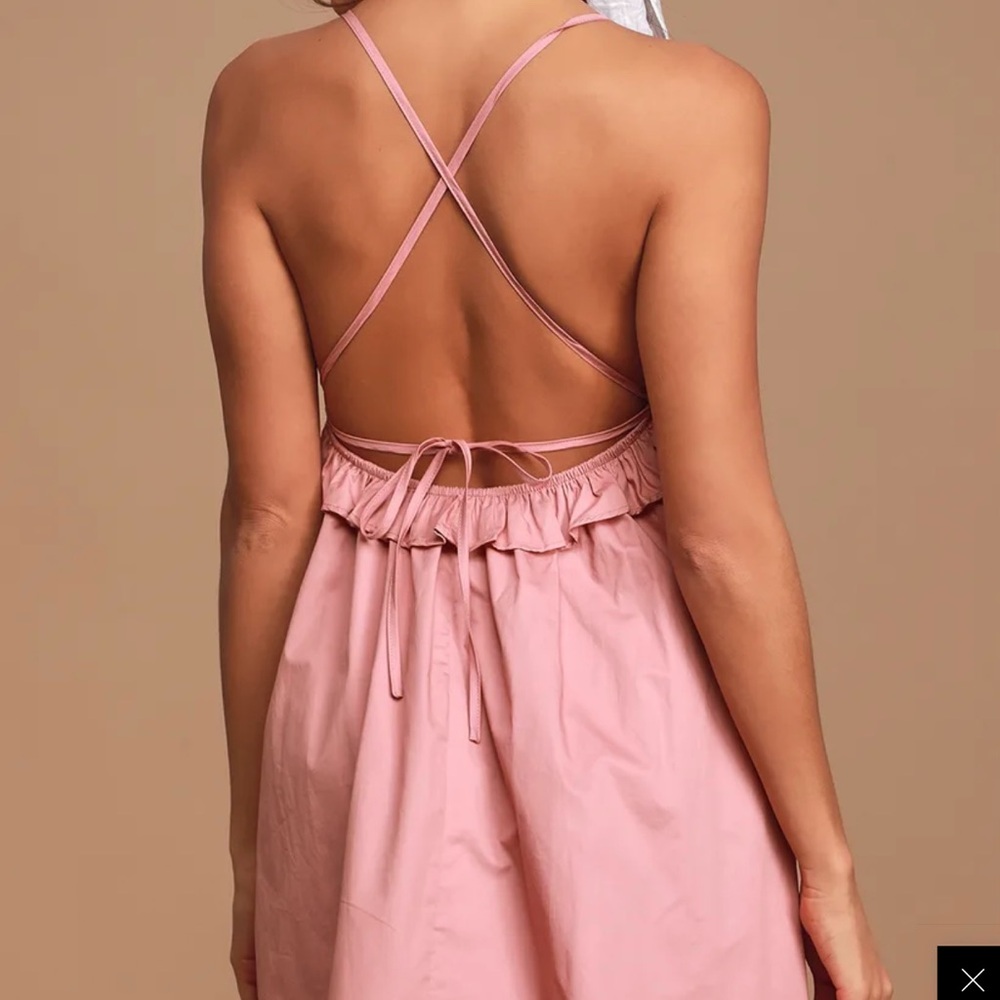 Lulus Block Party Mauve Pink Lace-Up Backless Ruffled Mini Dress - Picture 2 of 6